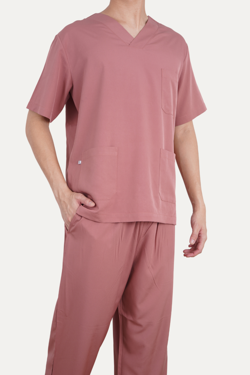 Men's Italian Silk Scrub Sets - Dusty Rose